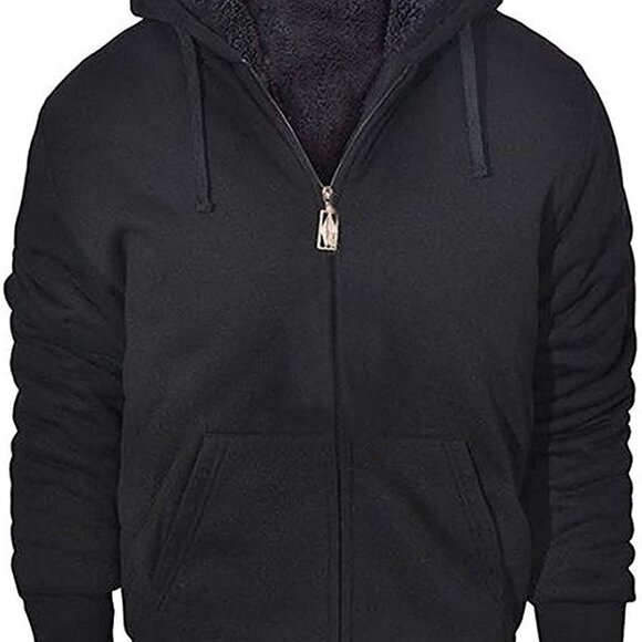 Lightweight Men's Warm Full-Zip Hoodie - Black Fleece Comfort in Size M - Picture 1 of 5
